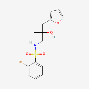 molecular formula C14H16BrNO4S B2878667 2-bromo-N-(3-(furan-2-yl)-2-hydroxy-2-methylpropyl)benzenesulfonamide CAS No. 1790195-07-1