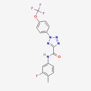 molecular formula C16H11F4N5O2 B2878679 N-(3-fluoro-4-methylphenyl)-2-(4-(trifluoromethoxy)phenyl)-2H-tetrazole-5-carboxamide CAS No. 1396882-59-9