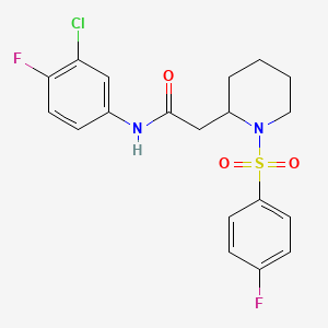 N-(3-chloro-4-fluorophenyl)-2-(1-((4-fluorophenyl)sulfonyl)piperidin-2-yl)acetamide