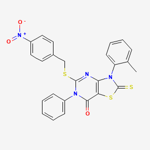 3-(2-Methylphenyl)-5-[(4-nitrophenyl)methylsulfanyl]-6-phenyl-2-sulfanylidene-[1,3]thiazolo[4,5-d]pyrimidin-7-one