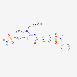 4-[methyl(phenyl)sulfamoyl]-N-(3-prop-2-ynyl-6-sulfamoyl-1,3-benzothiazol-2-ylidene)benzamide