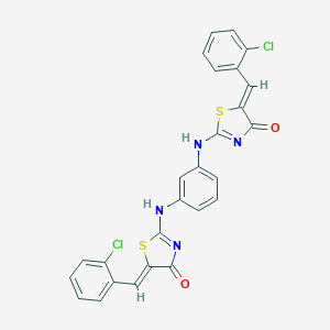 molecular formula C26H16Cl2N4O2S2 B287874 (5Z)-5-[(2-chlorophenyl)methylidene]-2-[3-[[(5Z)-5-[(2-chlorophenyl)methylidene]-4-oxo-1,3-thiazol-2-yl]amino]anilino]-1,3-thiazol-4-one 