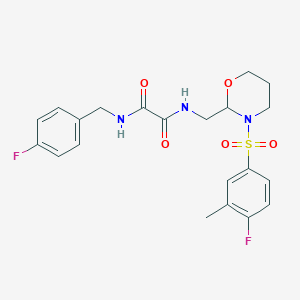 molecular formula C21H23F2N3O5S B2878749 N1-((3-((4-fluoro-3-methylphenyl)sulfonyl)-1,3-oxazinan-2-yl)methyl)-N2-(4-fluorobenzyl)oxalamide CAS No. 872724-79-3