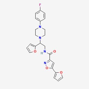 N-(2-(4-(4-fluorophenyl)piperazin-1-yl)-2-(furan-2-yl)ethyl)-5-(furan-2-yl)isoxazole-3-carboxamide