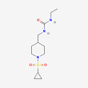 molecular formula C12H23N3O3S B2878760 1-((1-(Cyclopropylsulfonyl)piperidin-4-yl)methyl)-3-ethylurea CAS No. 1234910-28-1