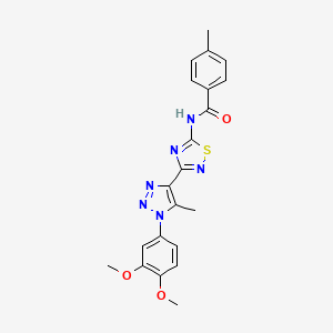 molecular formula C21H20N6O3S B2878764 N-{3-[1-(3,4-dimethoxyphenyl)-5-methyl-1H-1,2,3-triazol-4-yl]-1,2,4-thiadiazol-5-yl}-4-methylbenzamide CAS No. 895104-00-4
