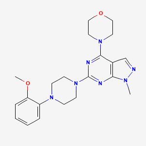 molecular formula C21H27N7O2 B2878765 4-(6-(4-(2-甲氧基苯基)哌嗪-1-基)-1-甲基-1H-吡唑并[3,4-d]嘧啶-4-基)吗啉 CAS No. 897758-50-8