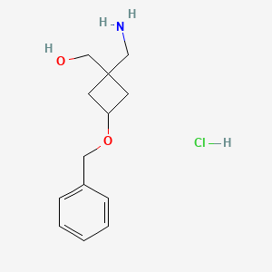 molecular formula C13H20ClNO2 B2878769 [(1r,3r)-1-(Aminomethyl)-3-(benzyloxy)cyclobutyl]methanol hydrochloride CAS No. 2230789-81-6