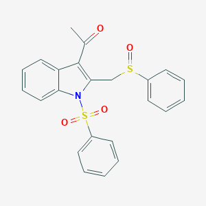 molecular formula C23H19NO4S2 B287877 1-(Phenylsulfonyl)-2-(phenylsulfinylmethyl)-3-acetyl-1H-indole 