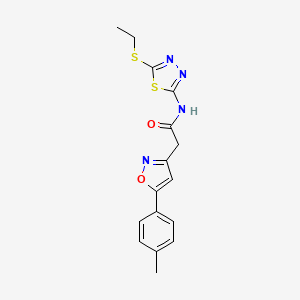 molecular formula C16H16N4O2S2 B2878770 N-(5-(ethylthio)-1,3,4-thiadiazol-2-yl)-2-(5-(p-tolyl)isoxazol-3-yl)acetamide CAS No. 952976-43-1