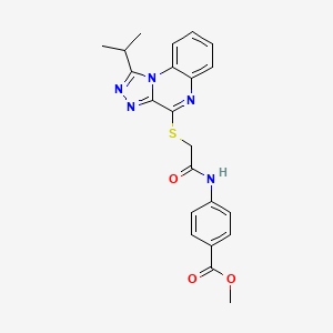 molecular formula C22H21N5O3S B2878772 Methyl 4-({[(1-isopropyl[1,2,4]triazolo[4,3-a]quinoxalin-4-yl)thio]acetyl}amino)benzoate CAS No. 1358072-90-8