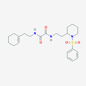 molecular formula C23H33N3O4S B2878777 N1-(2-(cyclohex-1-en-1-yl)ethyl)-N2-(2-(1-(phenylsulfonyl)piperidin-2-yl)ethyl)oxalamide CAS No. 898414-94-3