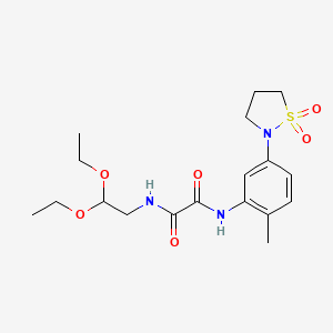 molecular formula C18H27N3O6S B2878784 N1-(2,2-diethoxyethyl)-N2-(5-(1,1-dioxidoisothiazolidin-2-yl)-2-methylphenyl)oxalamide CAS No. 1105228-54-3