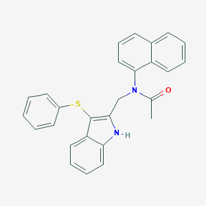 molecular formula C27H22N2OS B287879 N-(1-naphthyl)-N-{[3-(phenylsulfanyl)-1H-indol-2-yl]methyl}acetamide 