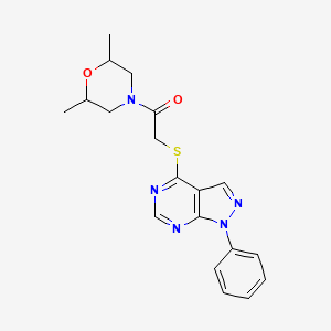molecular formula C19H21N5O2S B2878791 1-(2,6-dimethylmorpholino)-2-((1-phenyl-1H-pyrazolo[3,4-d]pyrimidin-4-yl)thio)ethanone CAS No. 893932-90-6