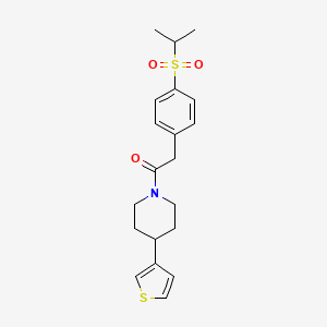 molecular formula C20H25NO3S2 B2878800 2-(4-(Isopropylsulfonyl)phenyl)-1-(4-(thiophen-3-yl)piperidin-1-yl)ethanone CAS No. 1396878-86-6