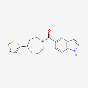 molecular formula C18H18N2OS2 B2878810 (1H-indol-5-yl)(7-(thiophen-2-yl)-1,4-thiazepan-4-yl)methanone CAS No. 1705933-73-8