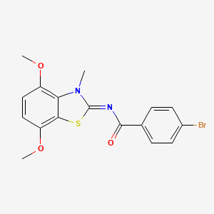 4-bromo-N-(4,7-dimethoxy-3-methyl-1,3-benzothiazol-2-ylidene)benzamide