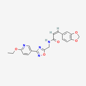 molecular formula C20H18N4O5 B2878836 (Z)-3-(benzo[d][1,3]dioxol-5-yl)-N-((3-(6-ethoxypyridin-3-yl)-1,2,4-oxadiazol-5-yl)methyl)acrylamide CAS No. 1904620-55-8