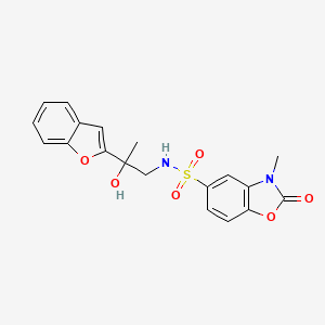 molecular formula C19H18N2O6S B2878844 N-(2-(苯并呋喃-2-基)-2-羟基丙基)-3-甲基-2-氧代-2,3-二氢苯并[d]恶唑-5-磺酰胺 CAS No. 1904173-41-6