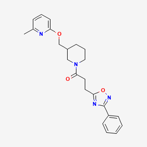 B2878849 1-[3-[(6-Methylpyridin-2-yl)oxymethyl]piperidin-1-yl]-3-(3-phenyl-1,2,4-oxadiazol-5-yl)propan-1-one CAS No. 2379976-46-0