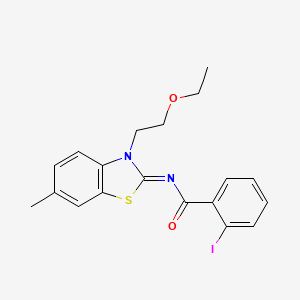 molecular formula C19H19IN2O2S B2878878 (Z)-N-(3-(2-ethoxyethyl)-6-methylbenzo[d]thiazol-2(3H)-ylidene)-2-iodobenzamide CAS No. 865162-19-2