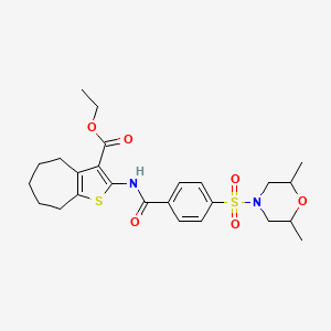 ethyl 2-(4-((2,6-dimethylmorpholino)sulfonyl)benzamido)-5,6,7,8-tetrahydro-4H-cyclohepta[b]thiophene-3-carboxylate