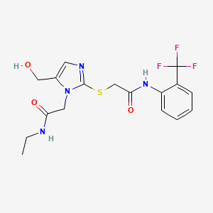 N-ethyl-2-(5-(hydroxymethyl)-2-((2-oxo-2-((2-(trifluoromethyl)phenyl)amino)ethyl)thio)-1H-imidazol-1-yl)acetamide