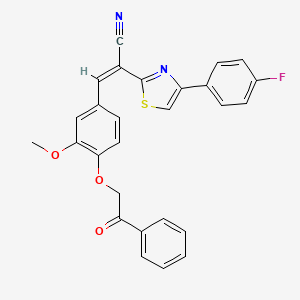 (Z)-2-(4-(4-fluorophenyl)thiazol-2-yl)-3-(3-methoxy-4-(2-oxo-2-phenylethoxy)phenyl)acrylonitrile