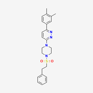 molecular formula C24H28N4O2S B2878907 3-(3,4-Dimethylphenyl)-6-(4-(phenethylsulfonyl)piperazin-1-yl)pyridazine CAS No. 1021036-10-1