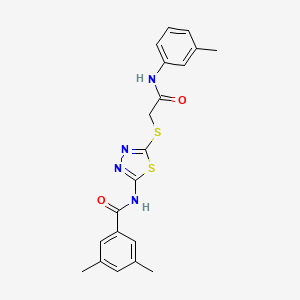 molecular formula C20H20N4O2S2 B2878912 3,5-二甲基-N-(5-((2-氧代-2-(间甲苯基氨基)乙基)硫代)-1,3,4-噻二唑-2-基)苯甲酰胺 CAS No. 392292-30-7