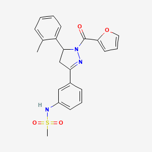 molecular formula C22H21N3O4S B2878916 N-(3-(1-(呋喃-2-羰基)-5-(邻甲苯基)-4,5-二氢-1H-吡唑-3-基)苯基)甲磺酰胺 CAS No. 851719-28-3
