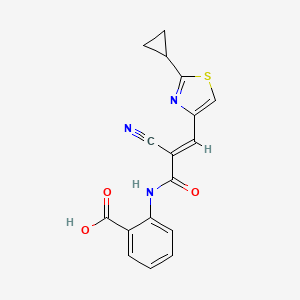 2-[[(E)-2-Cyano-3-(2-cyclopropyl-1,3-thiazol-4-yl)prop-2-enoyl]amino]benzoic acid