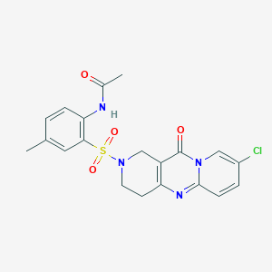 molecular formula C20H19ClN4O4S B2878923 N-(2-((8-chloro-11-oxo-3,4-dihydro-1H-dipyrido[1,2-a:4',3'-d]pyrimidin-2(11H)-yl)sulfonyl)-4-methylphenyl)acetamide CAS No. 2034532-41-5