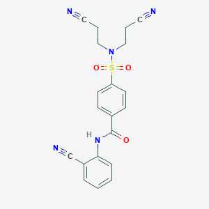 molecular formula C20H17N5O3S B2878924 4-[bis(2-cyanoethyl)sulfamoyl]-N-(2-cyanophenyl)benzamide CAS No. 397280-30-7