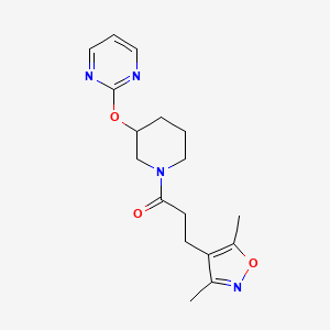 molecular formula C17H22N4O3 B2878930 3-(3,5-Dimethylisoxazol-4-yl)-1-(3-(pyrimidin-2-yloxy)piperidin-1-yl)propan-1-one CAS No. 2034434-65-4