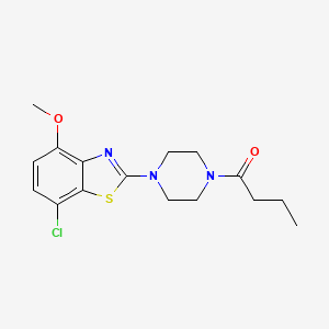 molecular formula C16H20ClN3O2S B2878931 1-(4-(7-Chloro-4-methoxybenzo[d]thiazol-2-yl)piperazin-1-yl)butan-1-one CAS No. 886954-95-6