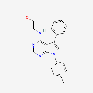 molecular formula C22H22N4O B2878936 N-(2-methoxyethyl)-7-(4-methylphenyl)-5-phenyl-7H-pyrrolo[2,3-d]pyrimidin-4-amine CAS No. 477232-72-7