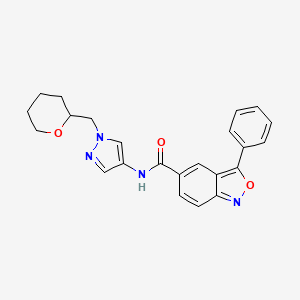 molecular formula C23H22N4O3 B2878939 3-phenyl-N-(1-((tetrahydro-2H-pyran-2-yl)methyl)-1H-pyrazol-4-yl)benzo[c]isoxazole-5-carboxamide CAS No. 2034229-14-4