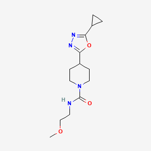 molecular formula C14H22N4O3 B2878949 4-(5-环丙基-1,3,4-恶二唑-2-基)-N-(2-甲氧基乙基)哌啶-1-甲酰胺 CAS No. 1251682-30-0