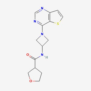 molecular formula C14H16N4O2S B2878954 N-(1-Thieno[3,2-d]pyrimidin-4-ylazetidin-3-yl)oxolane-3-carboxamide CAS No. 2380077-72-3
