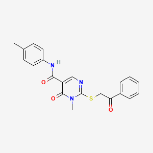 1-methyl-N-(4-methylphenyl)-6-oxo-2-phenacylsulfanylpyrimidine-5-carboxamide