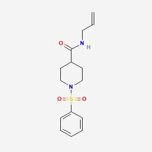 molecular formula C15H20N2O3S B2878970 N-烯丙基-1-(苯磺酰基)-4-哌啶甲酰胺 CAS No. 444112-78-1