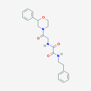 molecular formula C22H25N3O4 B2878972 N1-(2-氧代-2-(2-苯基吗啉基)乙基)-N2-苯乙基草酰胺 CAS No. 954093-35-7