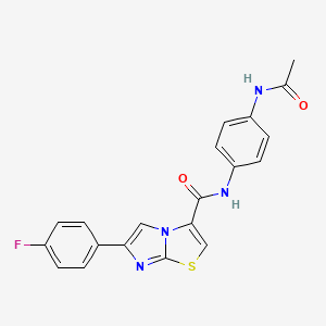 molecular formula C20H15FN4O2S B2878988 N-(4-acetamidophenyl)-6-(4-fluorophenyl)imidazo[2,1-b]thiazole-3-carboxamide CAS No. 1049450-58-9