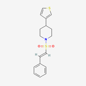 molecular formula C17H19NO2S2 B2878999 (E)-1-(styrylsulfonyl)-4-(thiophen-3-yl)piperidine CAS No. 1396891-96-5