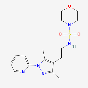 molecular formula C16H23N5O3S B2879001 N-(2-(3,5-dimethyl-1-(pyridin-2-yl)-1H-pyrazol-4-yl)ethyl)morpholine-4-sulfonamide CAS No. 2034537-80-7