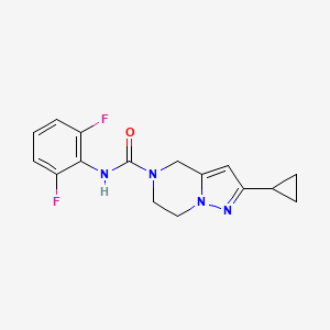 molecular formula C16H16F2N4O B2879010 2-环丙基-N-(2,6-二氟苯基)-6,7-二氢吡唑并[1,5-a]哒嗪-5(4H)-甲酰胺 CAS No. 2034326-81-1