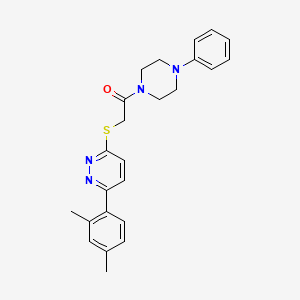 molecular formula C24H26N4OS B2879013 2-[6-(2,4-Dimethylphenyl)pyridazin-3-yl]sulfanyl-1-(4-phenylpiperazin-1-yl)ethanone CAS No. 922901-09-5