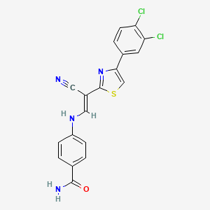 (E)-4-((2-cyano-2-(4-(3,4-dichlorophenyl)thiazol-2-yl)vinyl)amino)benzamide